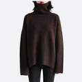Diana | Oversized chokoladebrun rullekravesweater