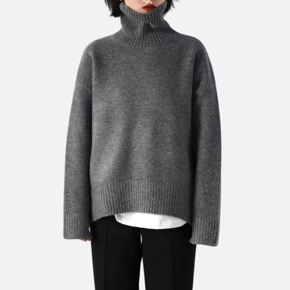 Diana | Oversized chokoladebrun rullekravesweater