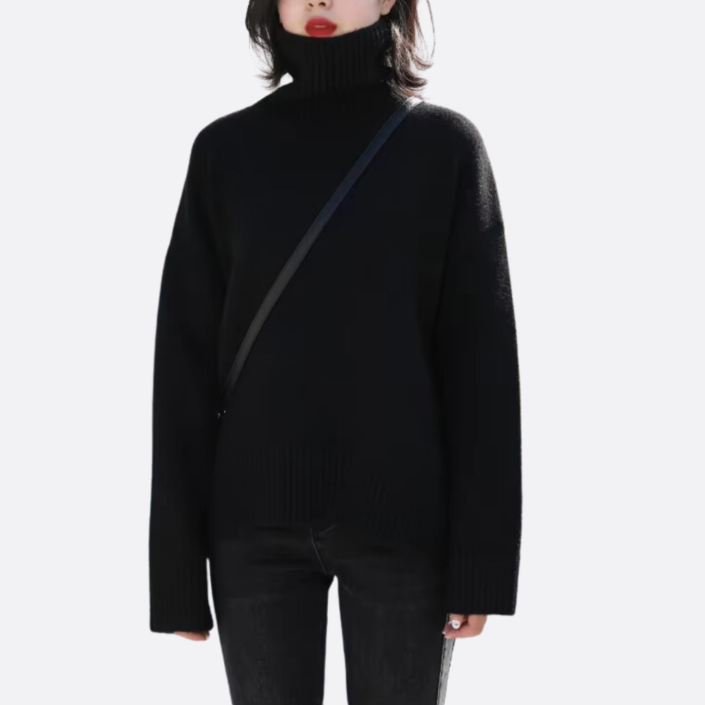 Diana | Oversized chokoladebrun rullekravesweater