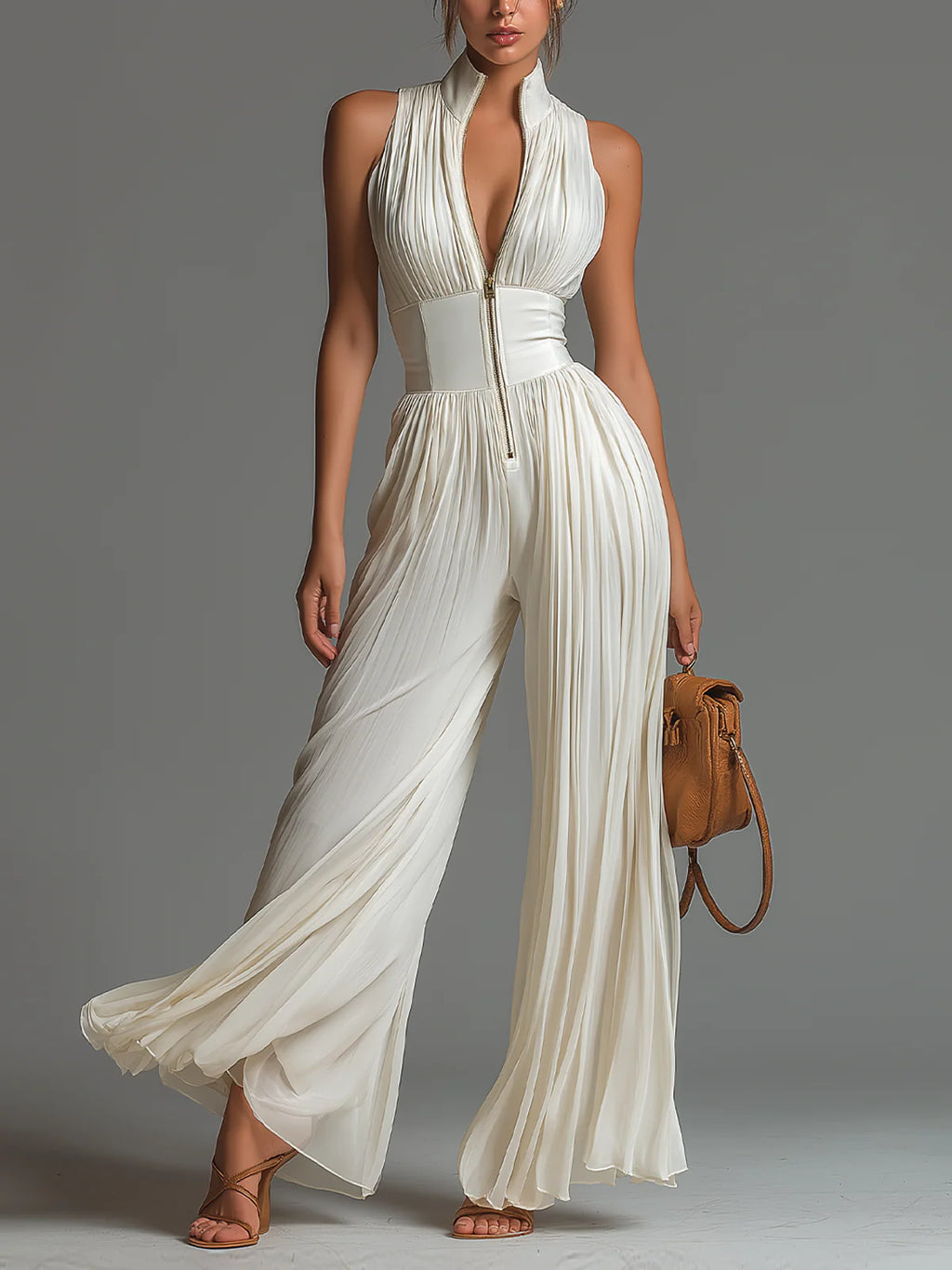 Adriana | Plisseret jumpsuit i chiffon