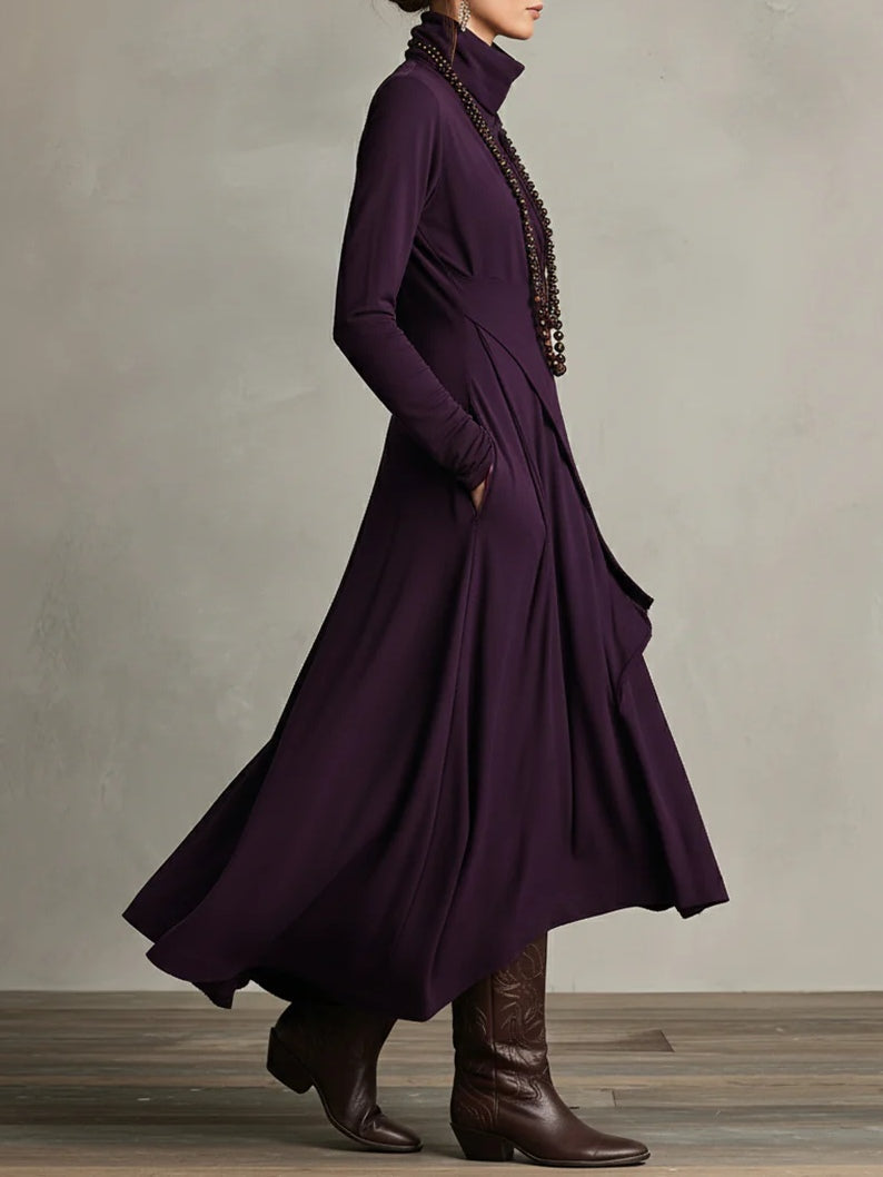 Arielle | Vintage asymmetrisk kjole med rullekrave