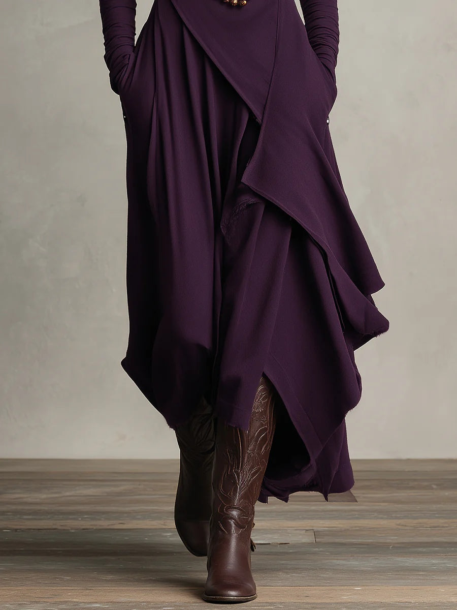 Arielle | Vintage asymmetrisk kjole med rullekrave