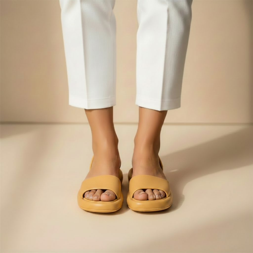 Lumina SoftStep — Premium sandal i sennepsgul