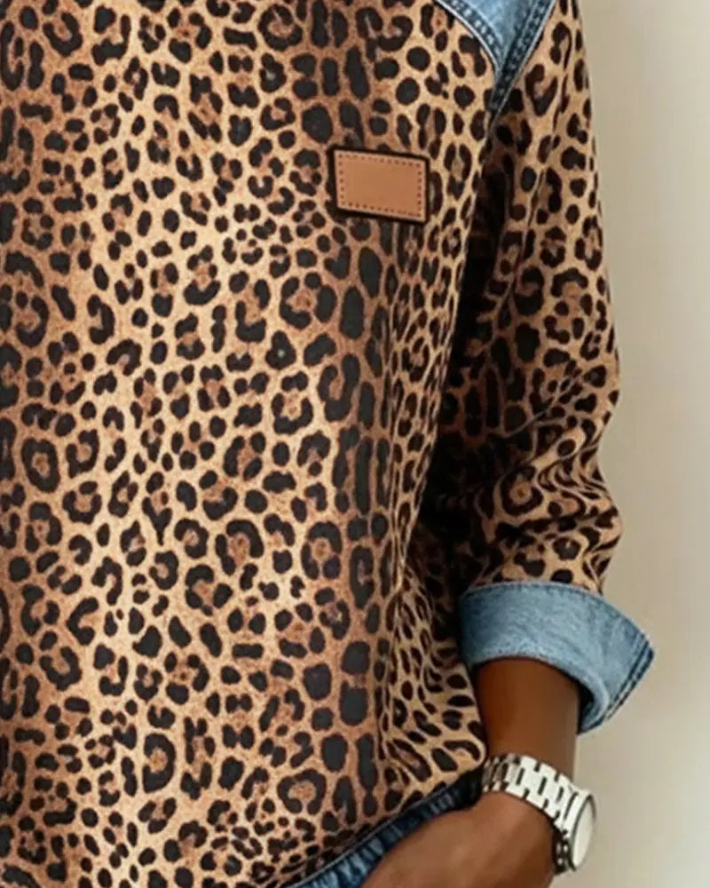 Cornelia | Patchwork-sweater med leopardprint og flatterende pasform