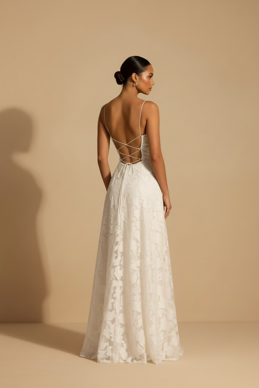 Francesca – Lang blondekjole med elegant pasform, hvid