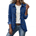 Elise – Elegant denimjakke med flæser, mørkeblå