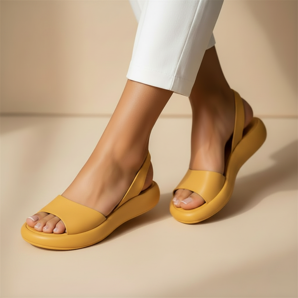 Lumina SoftStep — Premium sandal i sennepsgul