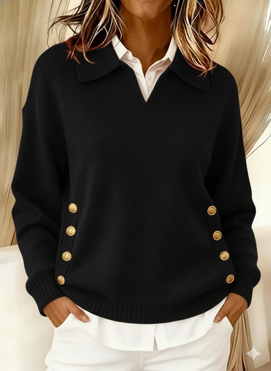 Vynette | Sweater med krave og V-hals