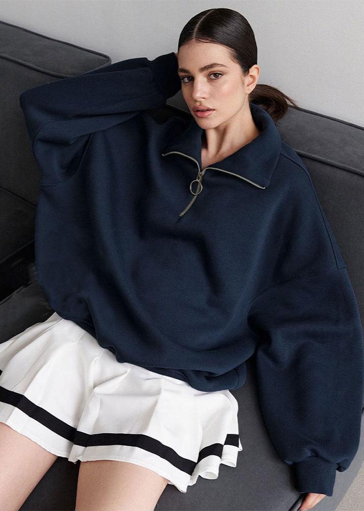 Azzurra | Sweater med halv lynlås og komfortabel pasform