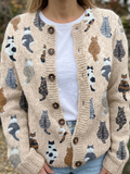 Signe™ – Slå-om cardigan med kattemotiv