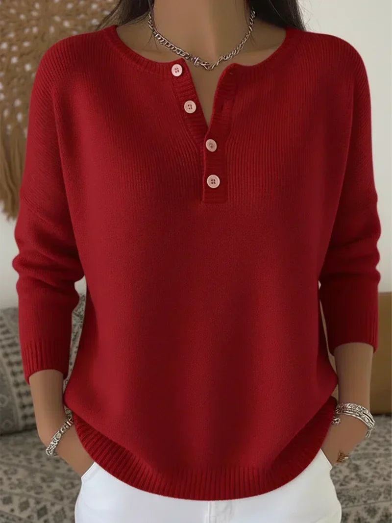 Helena | Ribstrikket henley-sweater