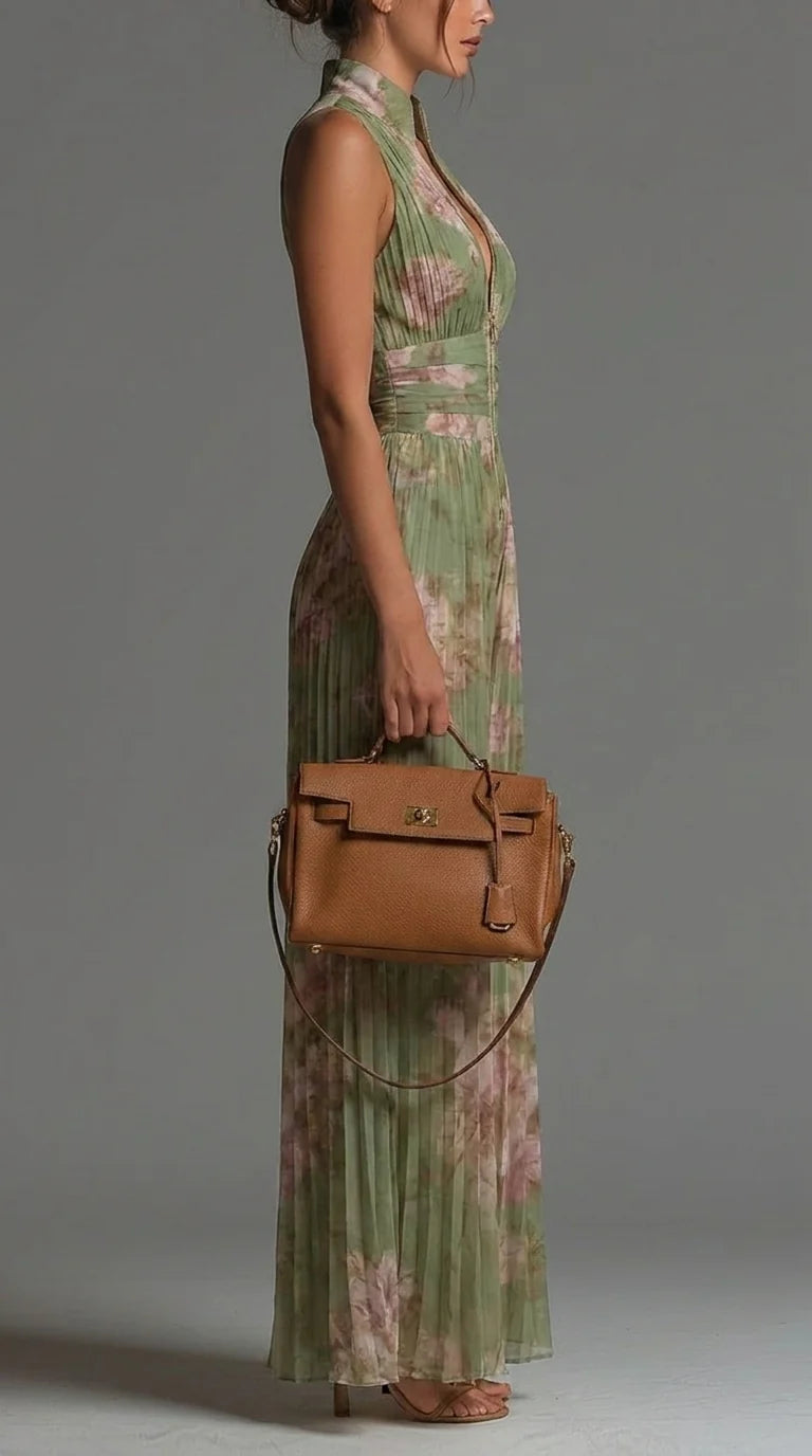 Inés | Plisseret jumpsuit i chiffon med blomster