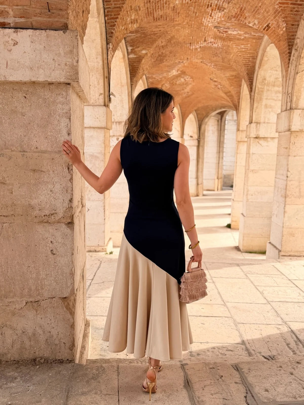 Florencia | Tofarvet asymmetrisk midikjole