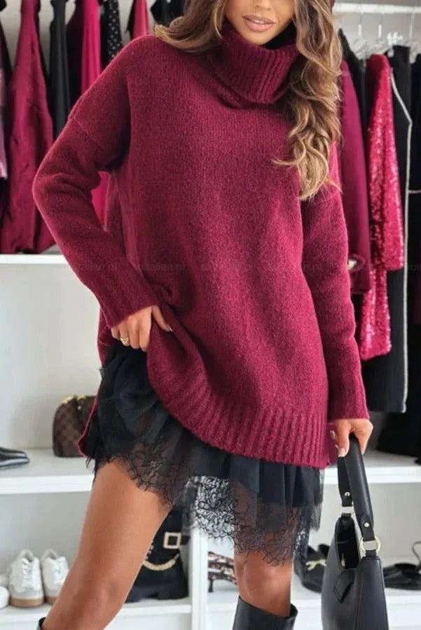 Stella – Oversized rullekravesweater i strik