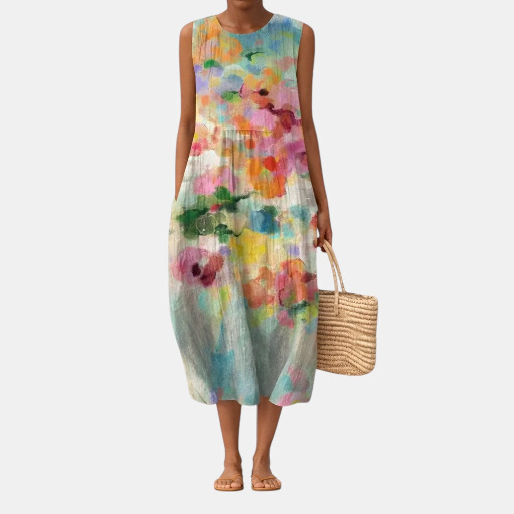 Karla | Elegant flerfarvet midikjole