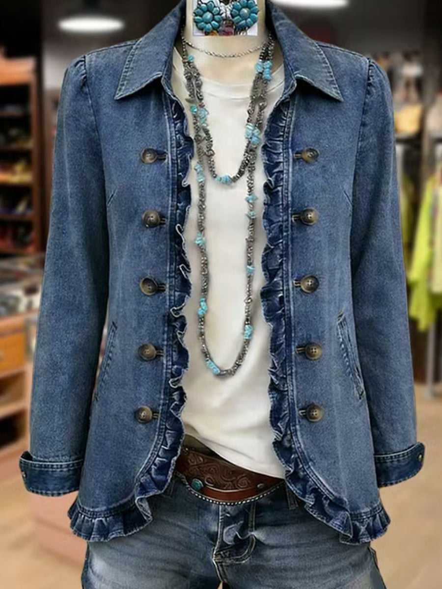 Ruffelle – Denimjakke med flæser