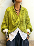 Claire – Grovstrikket sweater med overslag