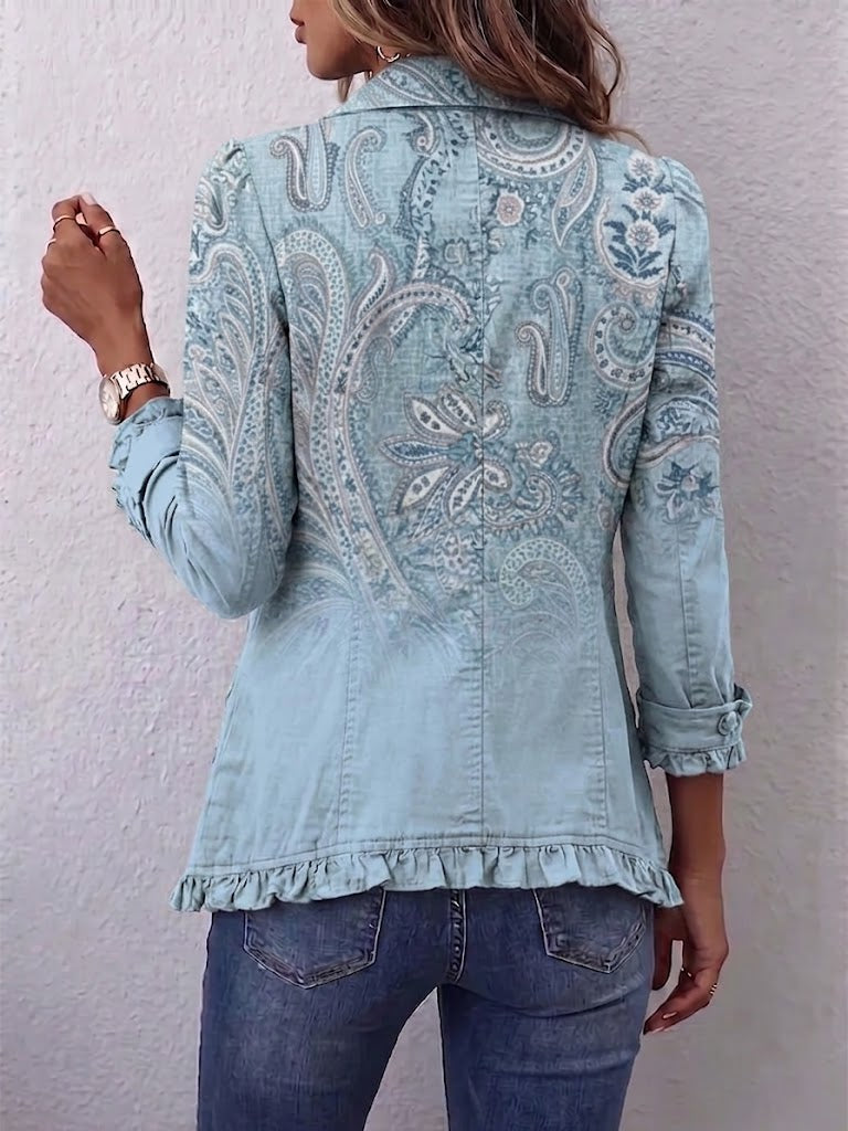 Estrella – Vintagejakke med paisleyprint og flæser