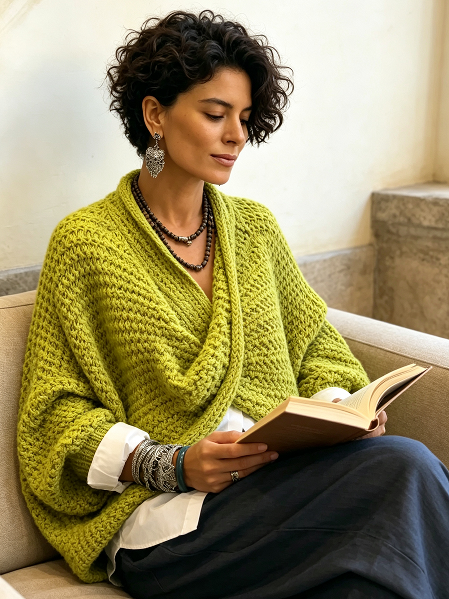 Claire – Grovstrikket sweater med overslag
