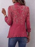 Anouk – Vintagejakke med paisleyprint og flæser