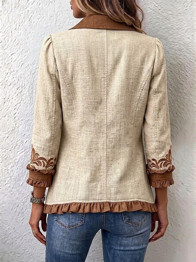 Dawncroft – Vintage boheme-jakke med blomster og flæser