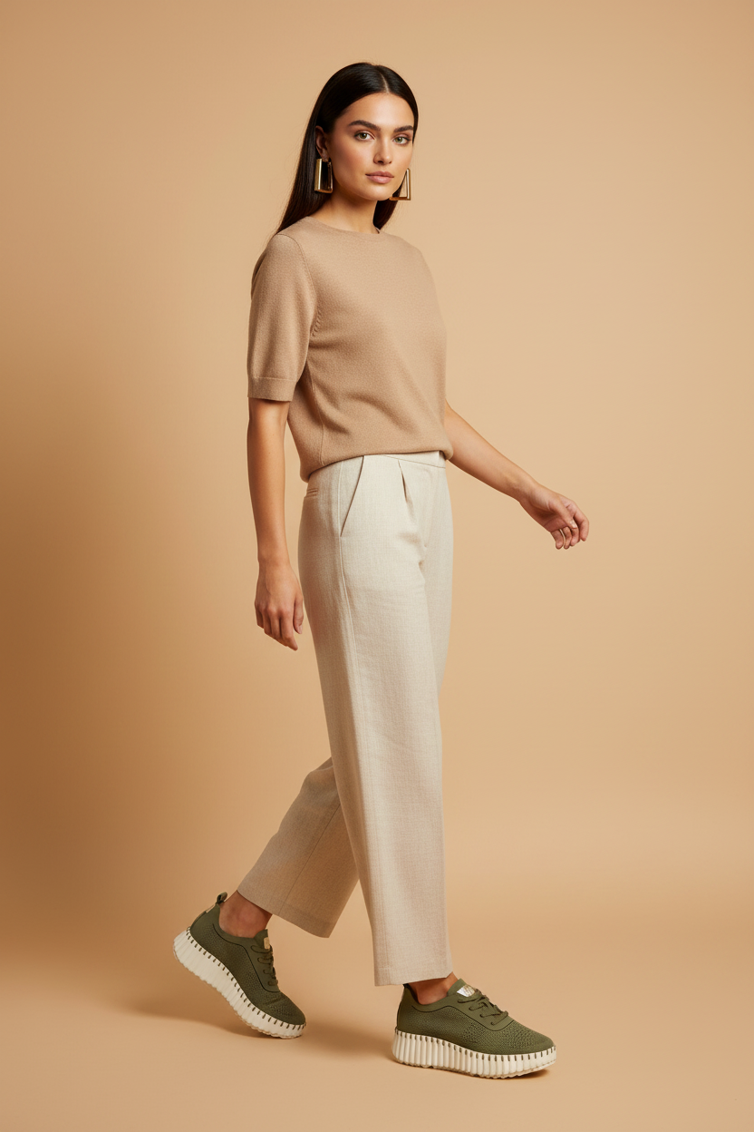 Aurea Flex — Let og minimalistisk komfort-sneaker, olivengrøn