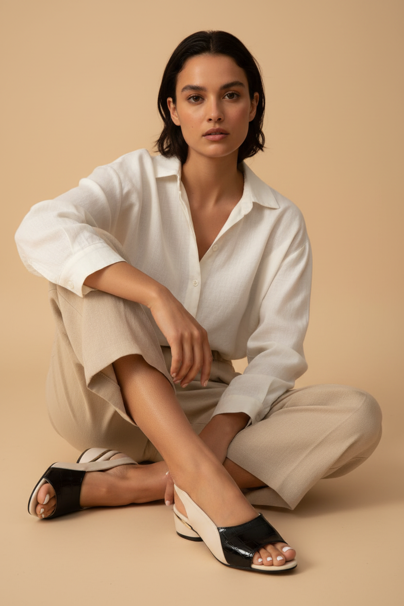 Bianca — Tofarvet sandal med minimalistisk elegance