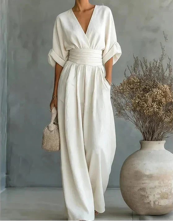 Daniela | Elegant jumpsuit med V-hals og vide ben