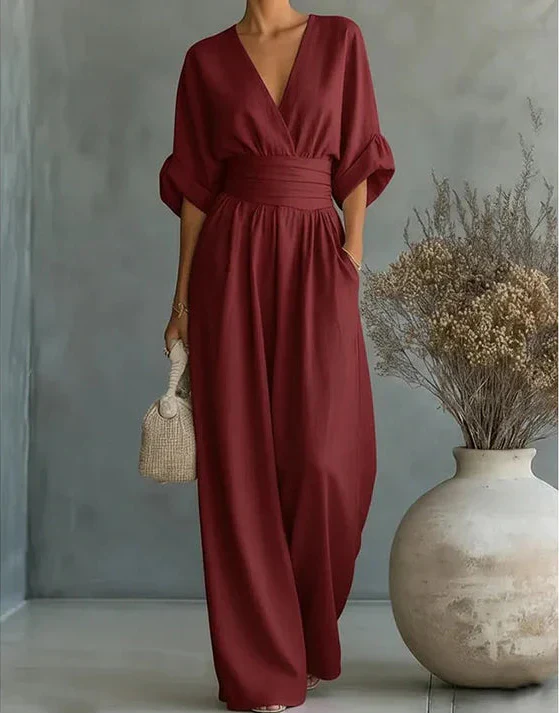 Daniela | Elegant jumpsuit med V-hals og vide ben