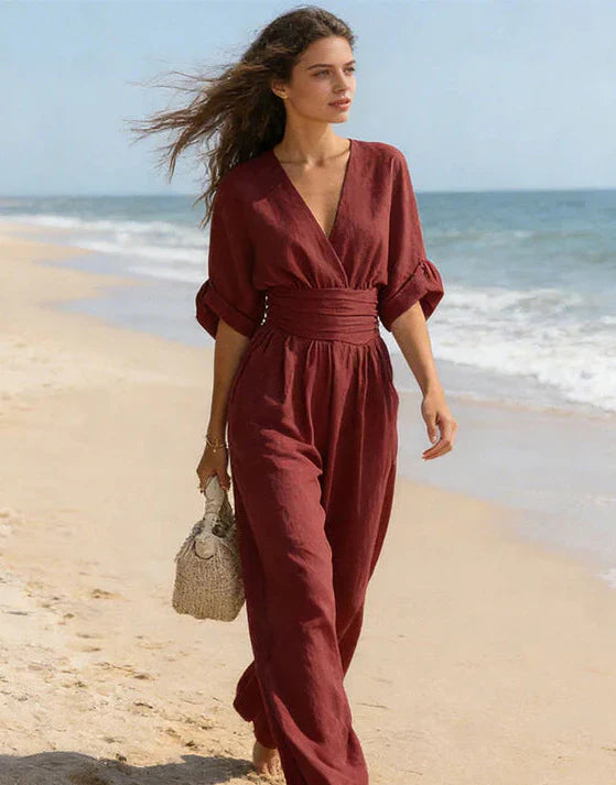 Daniela | Elegant jumpsuit med V-hals og vide ben