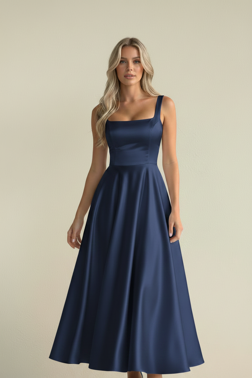 Karen – Elegant midikjole Lumé Flow, marineblå