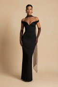 Selene | Off shoulder maxikjole i sort