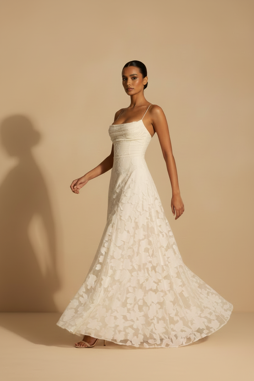 Francesca – Lang blondekjole med elegant pasform, hvid
